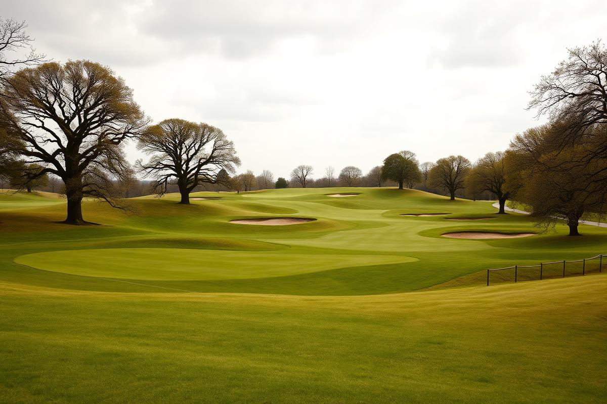 Broadstone Golf Club, Broadstone: Rolling parkland golf course with bunkers and mature oak trees