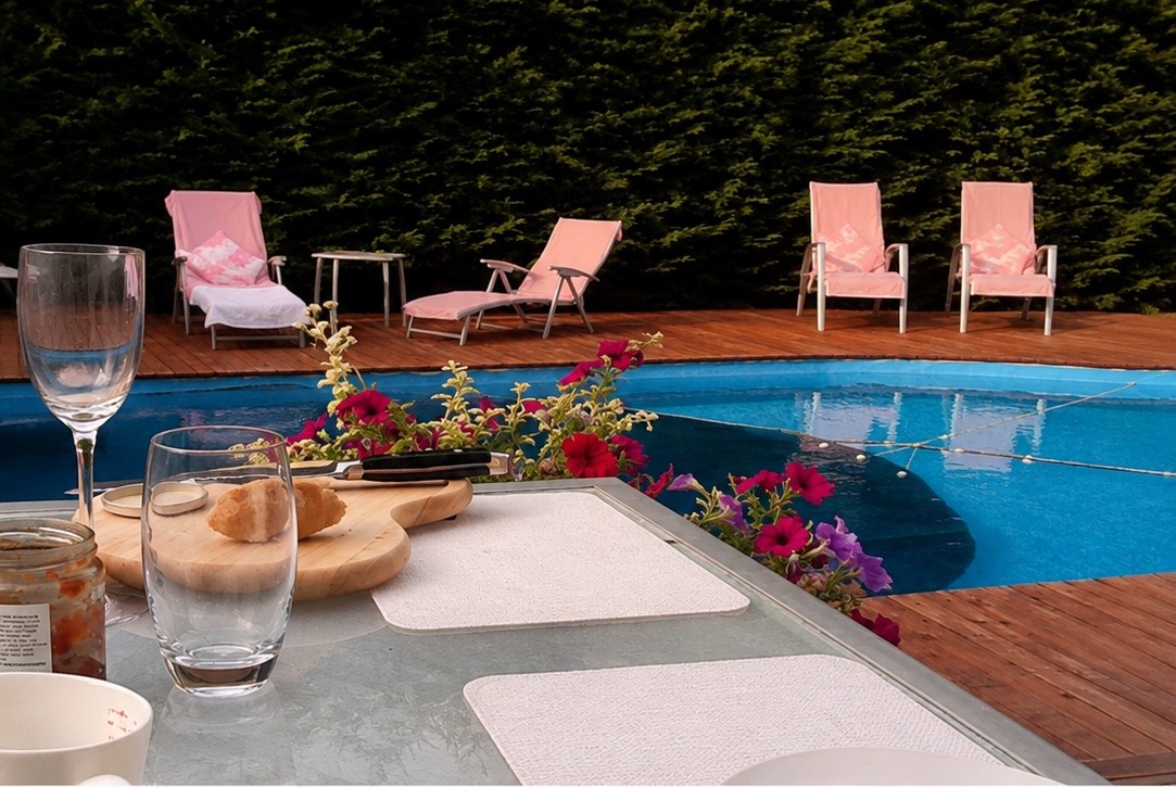 Private heated pool in season